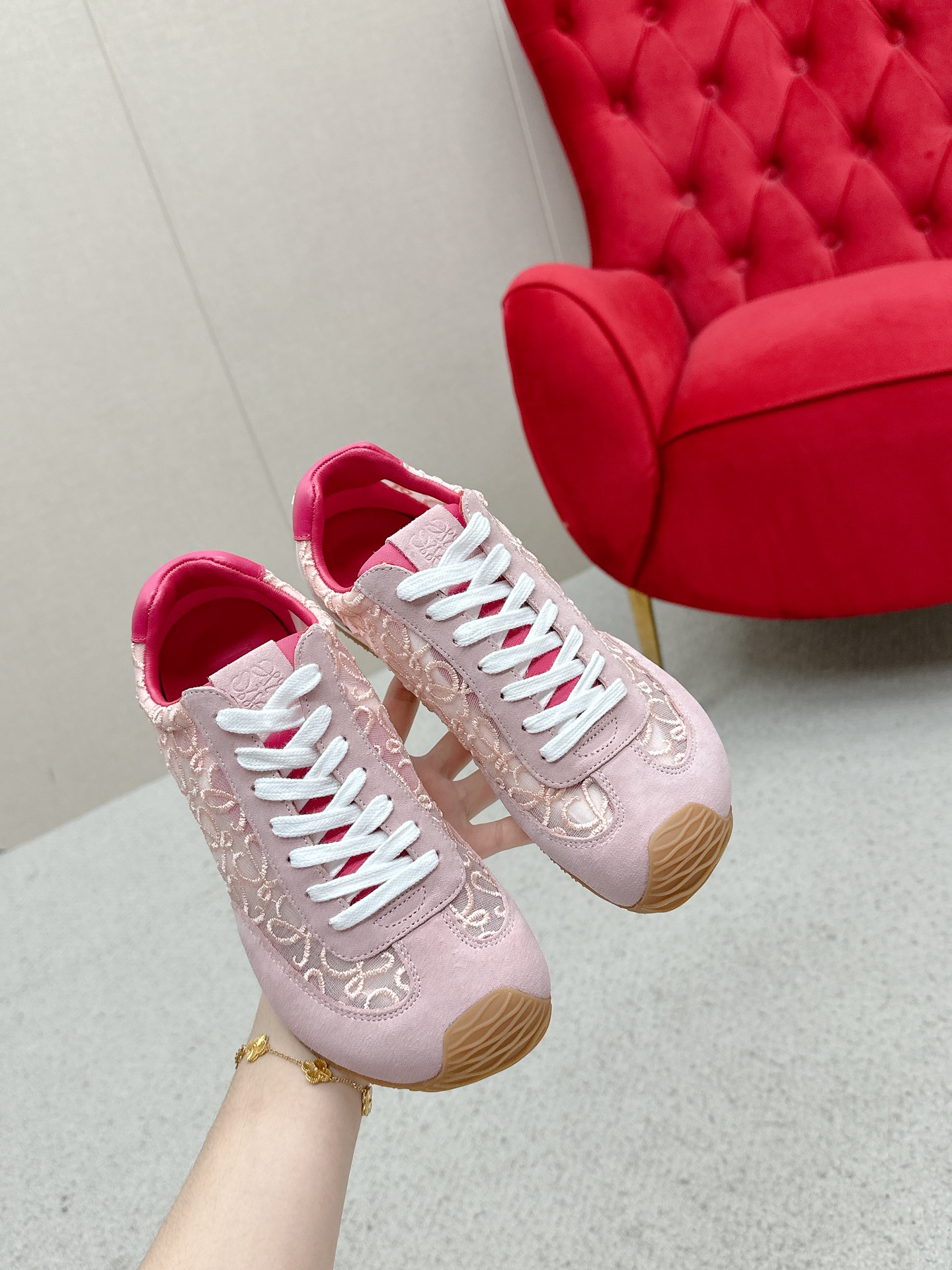 Loewe Ballet Runner 2.0 Sneakers Pink Leather, Nylon Couple Style Shoes 6 a1745676164644 8155