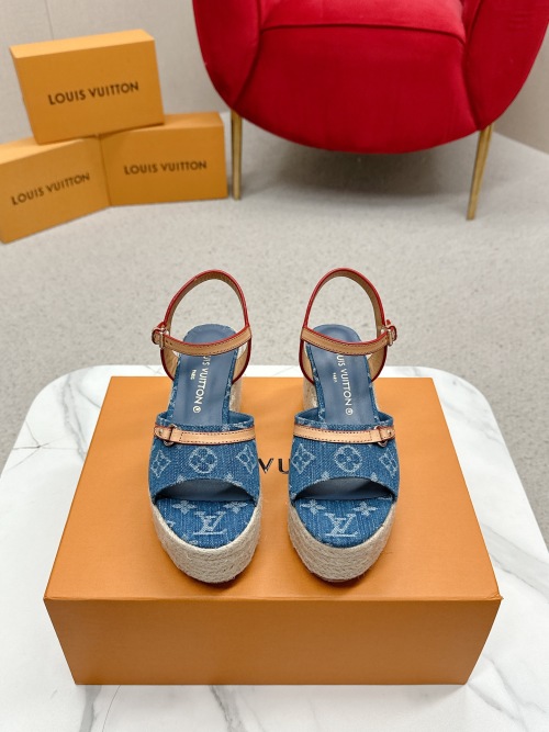 Louis Vuitton x Takashi Murakami Denim Espadrille Wedge Sandals 1 Louis Vuitton x Takashi Murakami Denim Espadrille Wedge Sandals