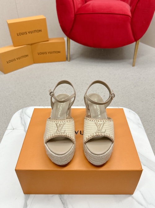 Louis Vuitton X Takashi Murakami Espadrille Platform Sandal Beige Leather 1 Louis Vuitton X Takashi Murakami Espadrille Platform Sandal Beige Leather