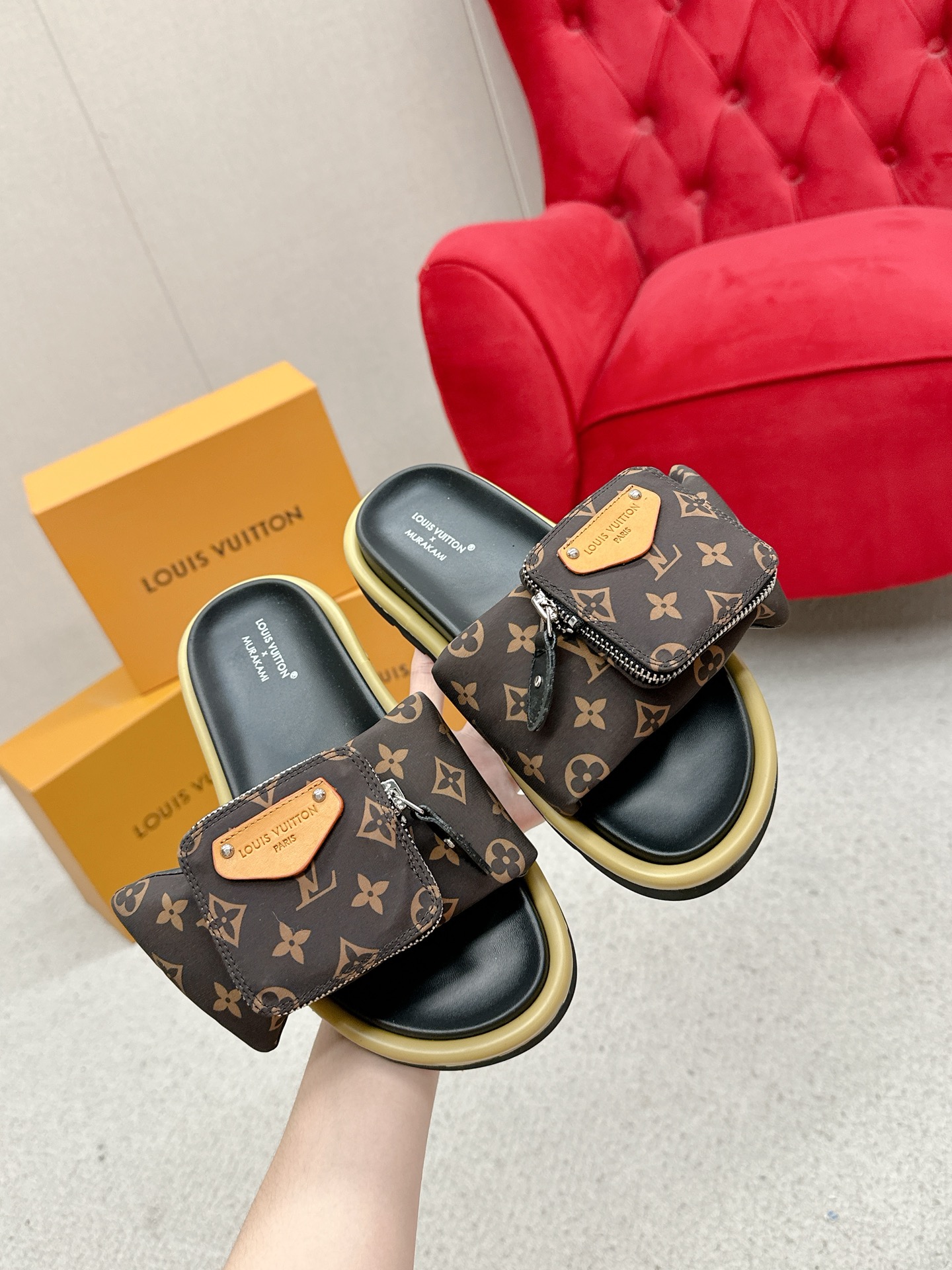 Louis Vuitton x TM Takashi Murakami collaboration couple slides, BS 5