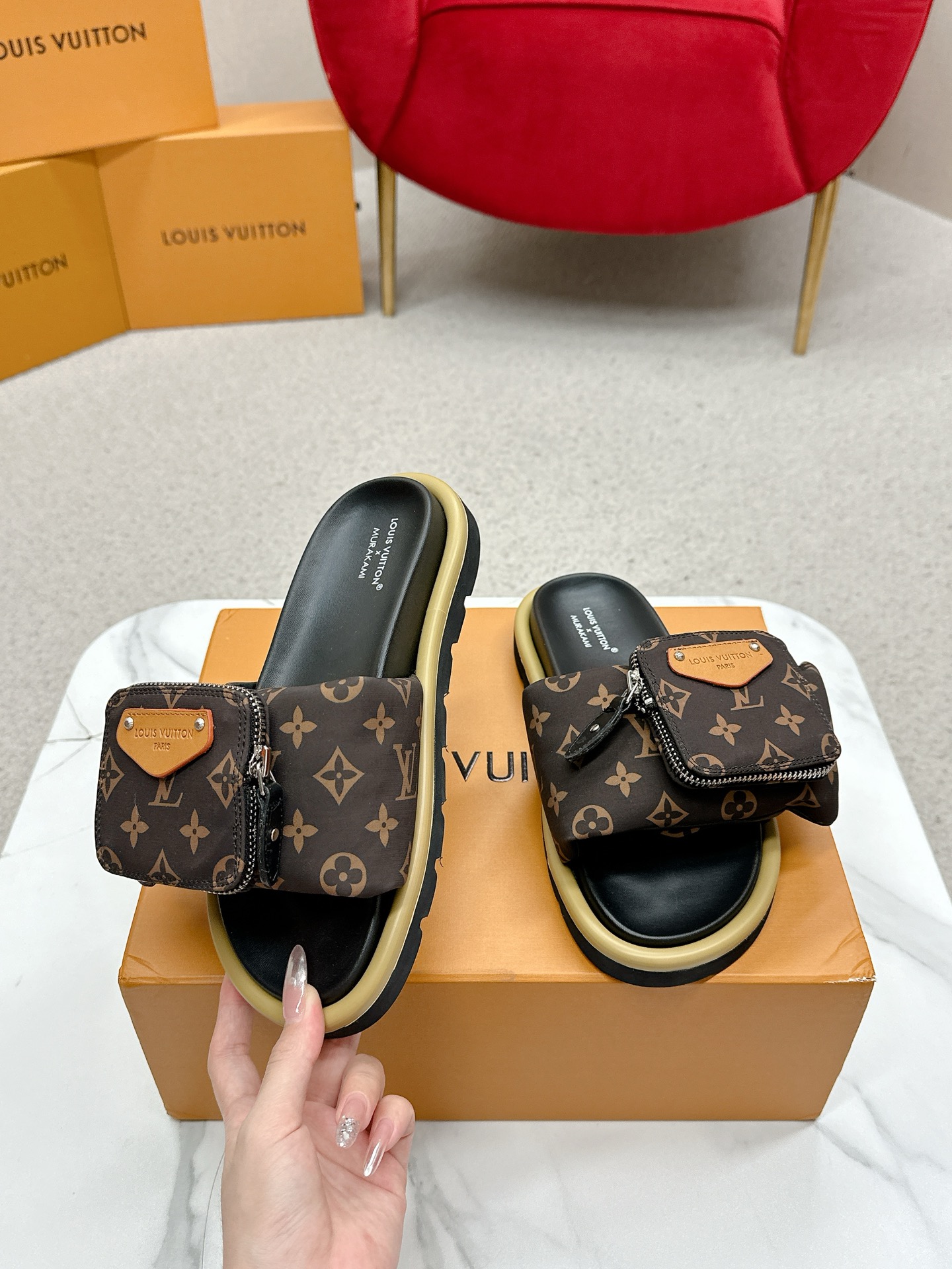 Louis Vuitton x TM Takashi Murakami collaboration couple slides, BS 4