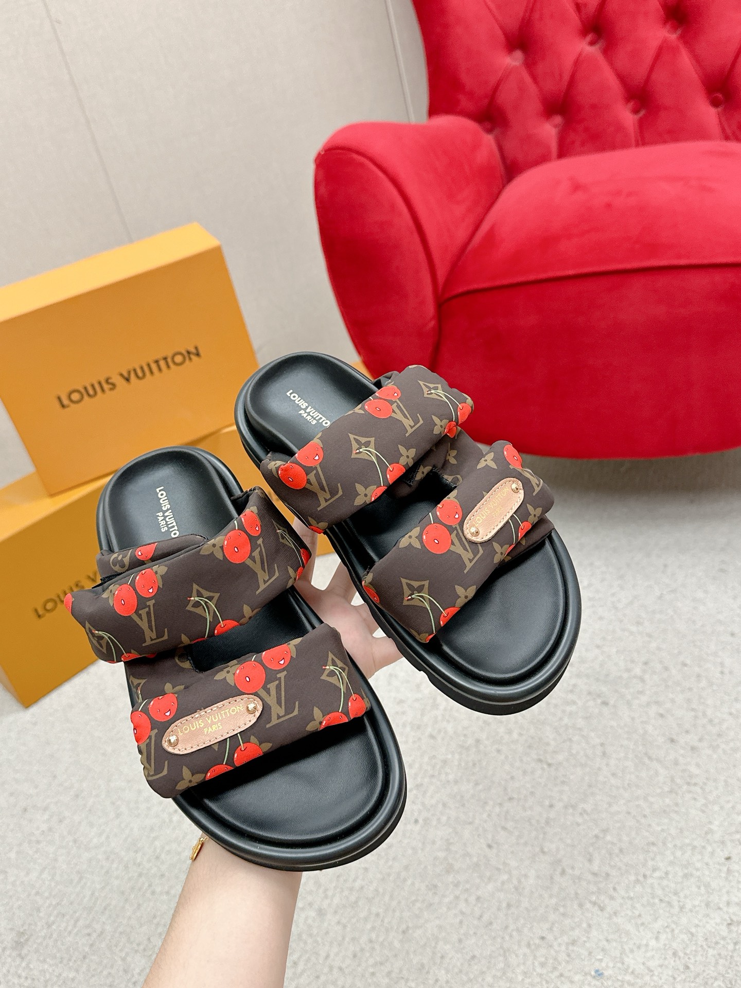 Louis Vuitton x Takashi Murakami Monogram Cherry Sandals Slides for Women 6 a1750411732276 3235