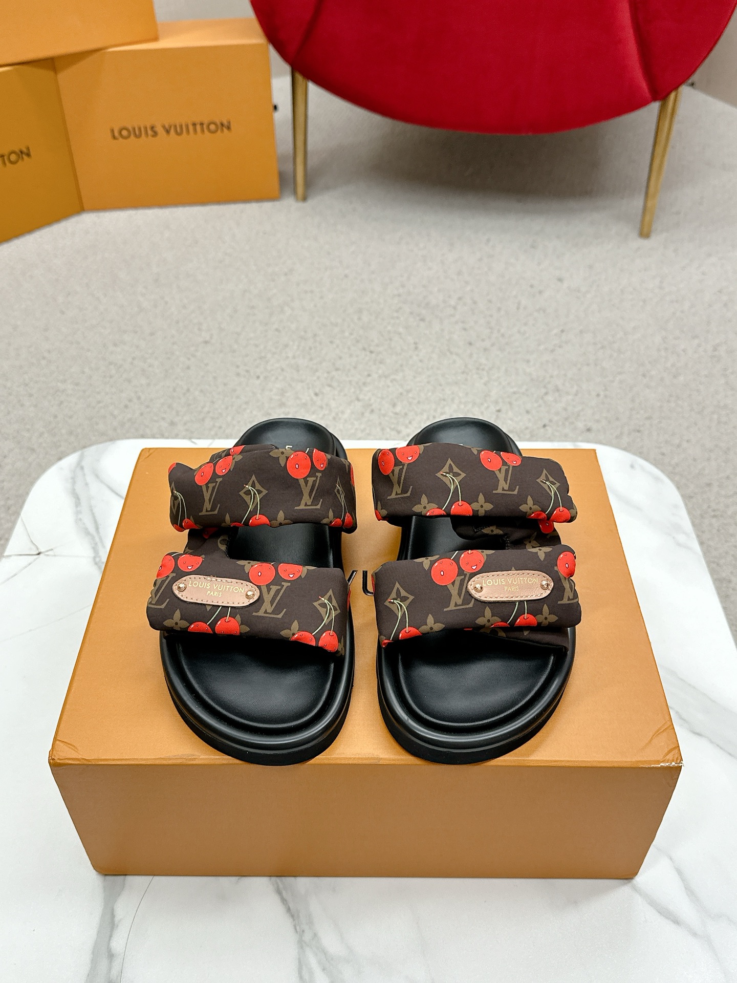 Louis Vuitton x Takashi Murakami Monogram Cherry Sandals Slides for Women 2 a1750411732281 5601