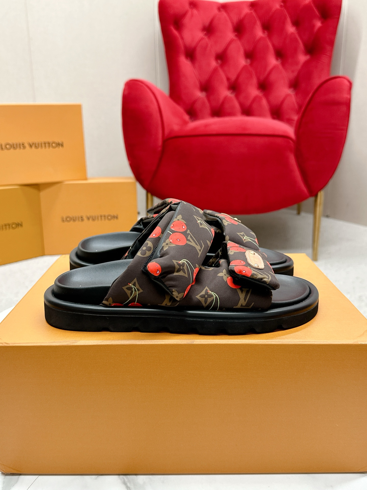 Louis Vuitton x Takashi Murakami Monogram Cherry Sandals Slides for Women 3 a1750411732288 6362