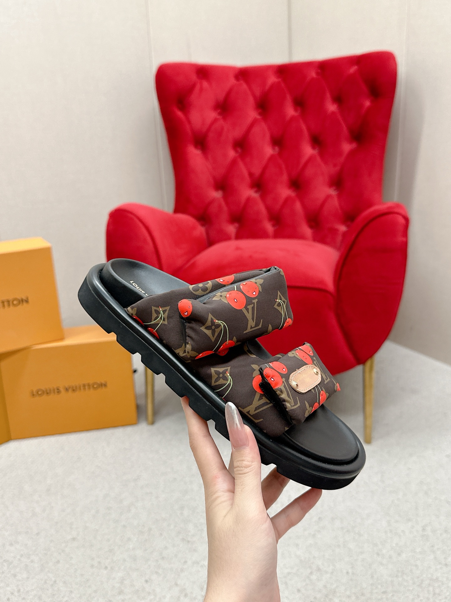 Louis Vuitton x Takashi Murakami Monogram Cherry Sandals Slides for Women 5 a1750411732290 1321
