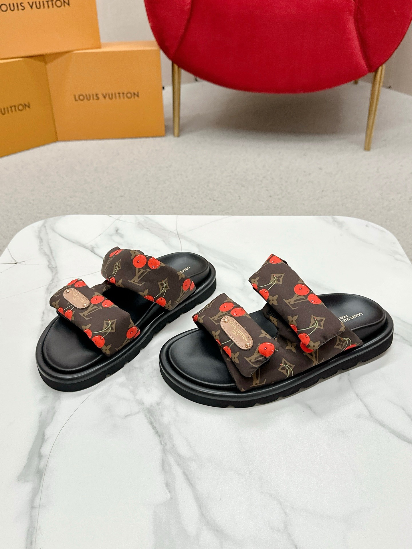 Louis Vuitton x Takashi Murakami Monogram Cherry Sandals Slides for Women 7 a1750411732518 7056