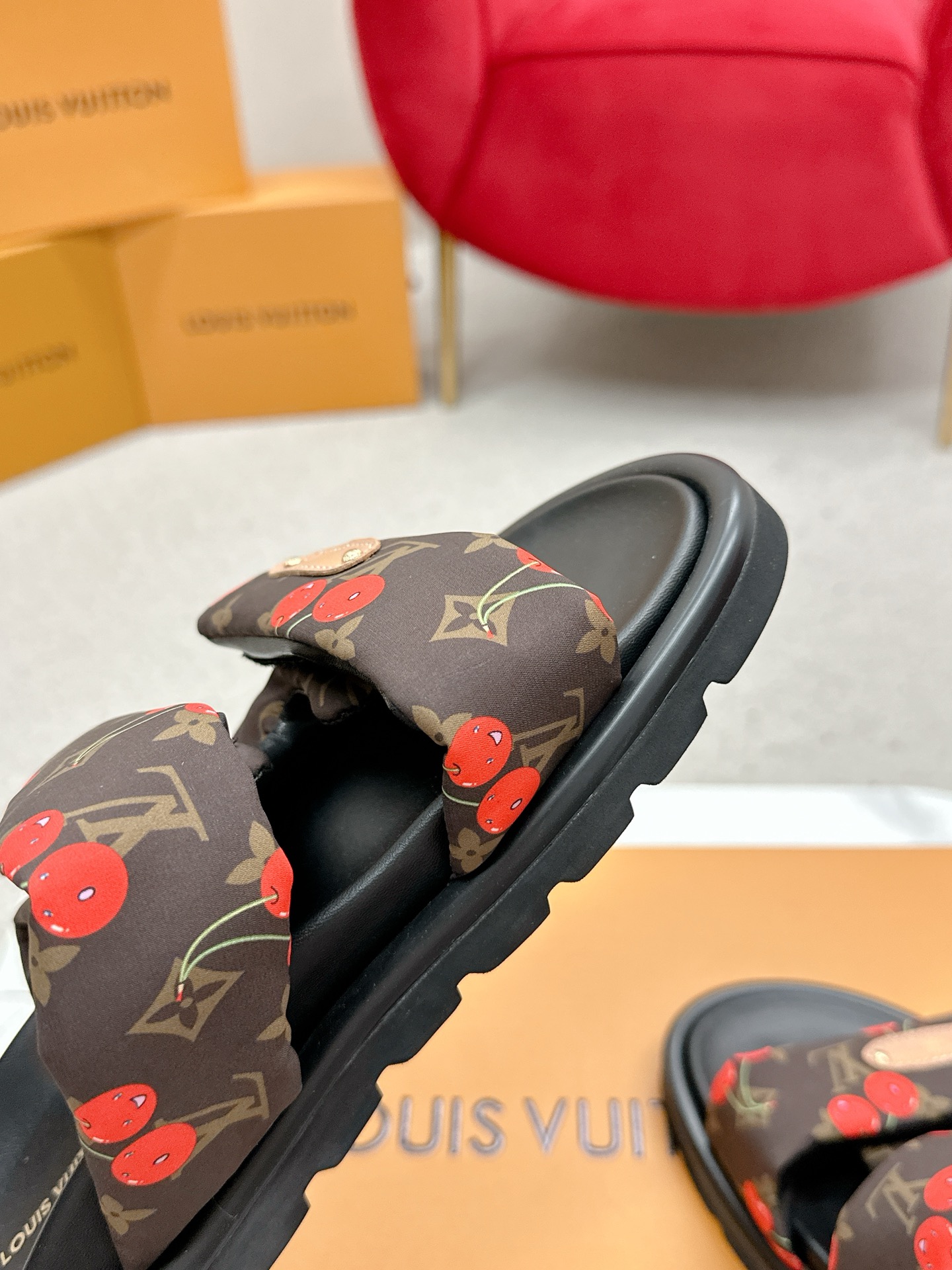 Louis Vuitton x Takashi Murakami Monogram Cherry Sandals Slides for Women 9 a1750411733811 0577