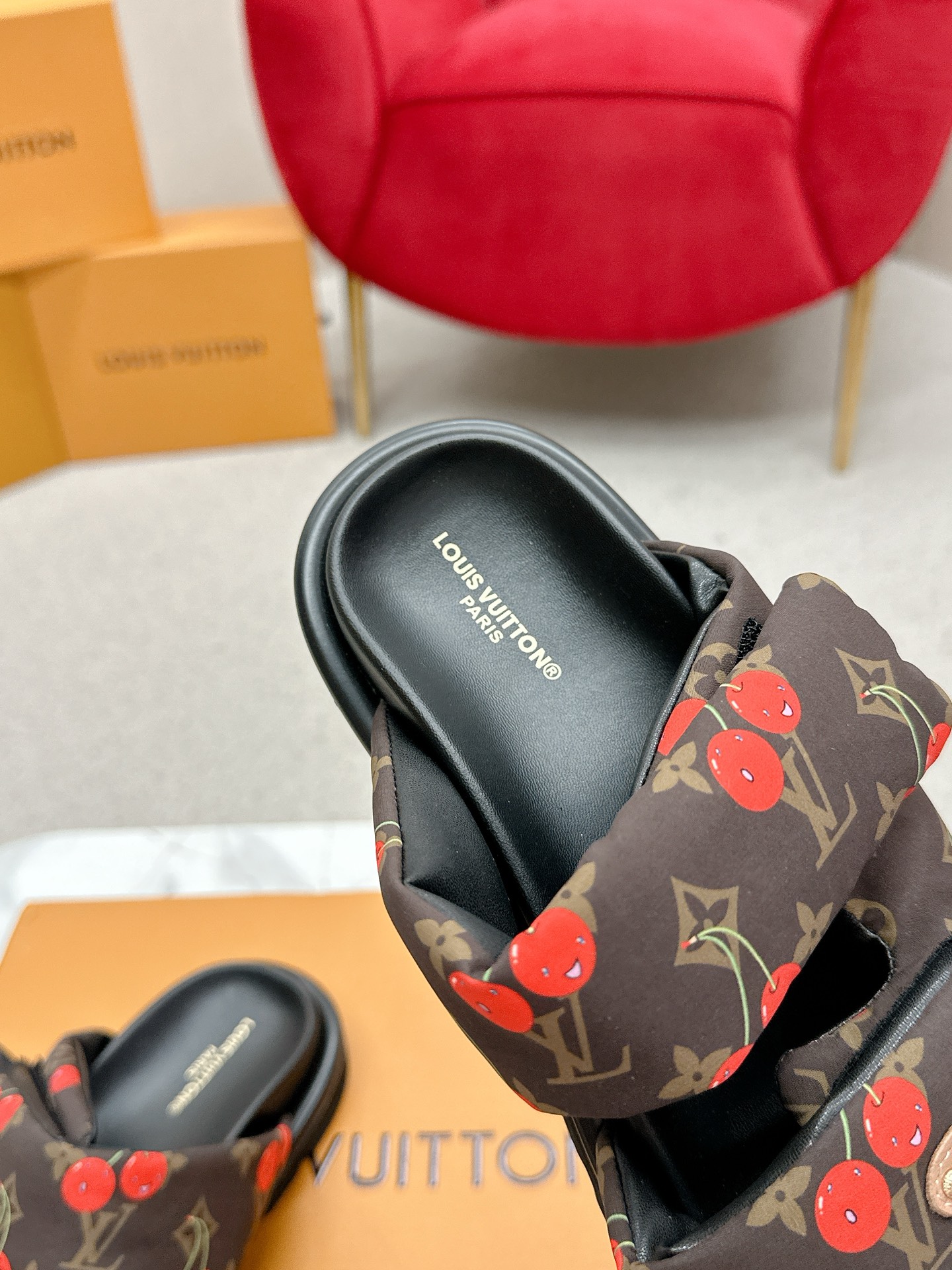 Louis Vuitton x Takashi Murakami Monogram Cherry Sandals Slides for Women 8 a1750411733813 0623