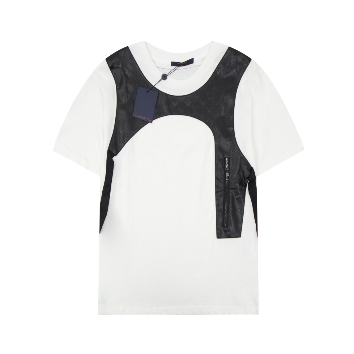 Louis Vuitton Clothing T-Shirt Waistcoats Highest quality replica
 Black White Splicing Cotton Fashion Short Sleeve