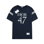 Dior Clothing T-Shirt Apricot Color Blue Dark Printing Cotton