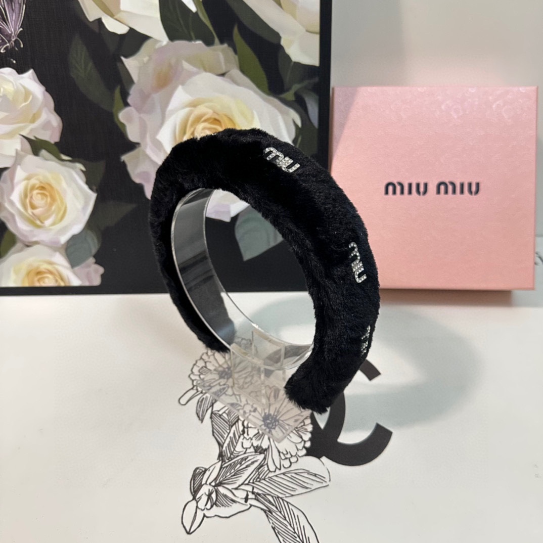 配专柜包装MiuMiu缪缪最新秋冬毛绒发箍小仙女快入手特殊材质不嘞头可盐可甜