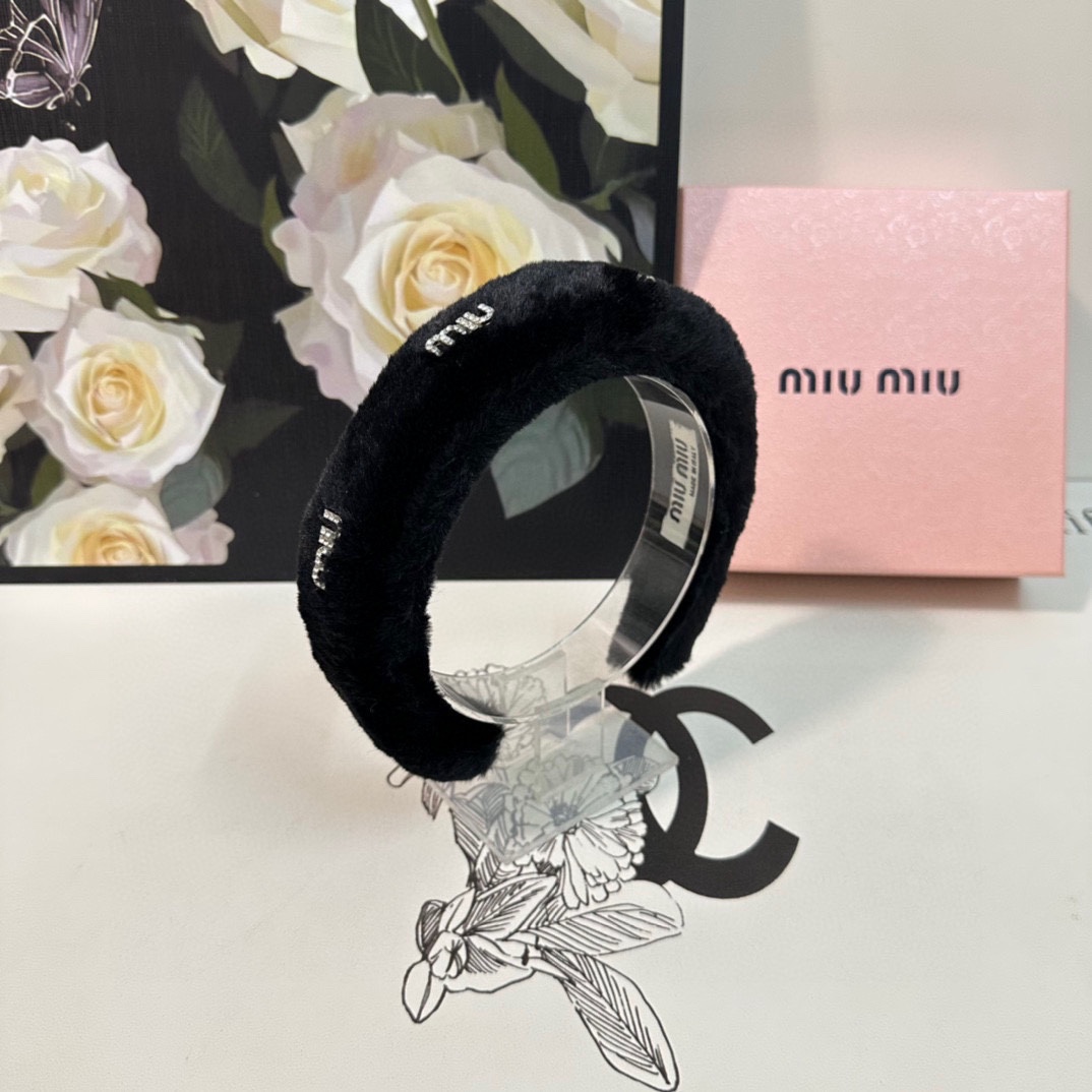 配专柜包装MiuMiu缪缪最新秋冬毛绒发箍小仙女快入手特殊材质不嘞头可盐可甜