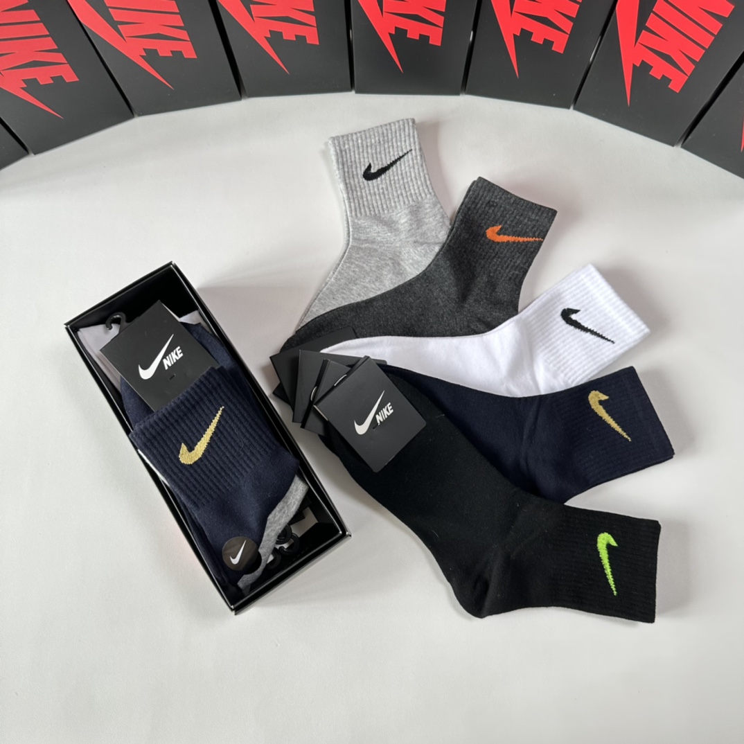 配专柜包装NIKE耐克新款中长款堆堆袜袜子！一盒五双专柜同步筒袜袜子大牌出街潮人必备超好搭