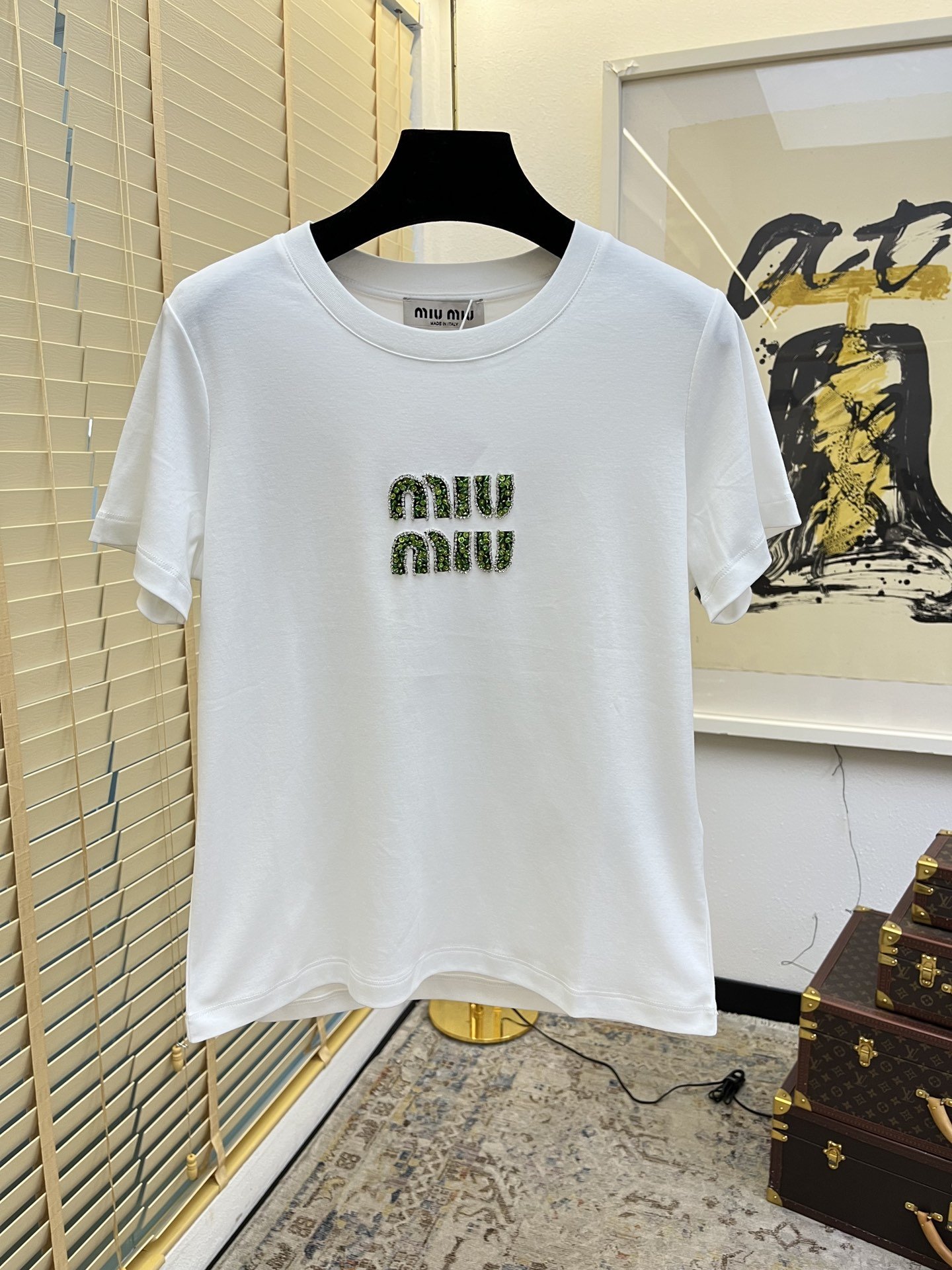 MIU最新亮片钉珠T恤 精致工艺 实穿百搭 内搭单穿都好看36-SD