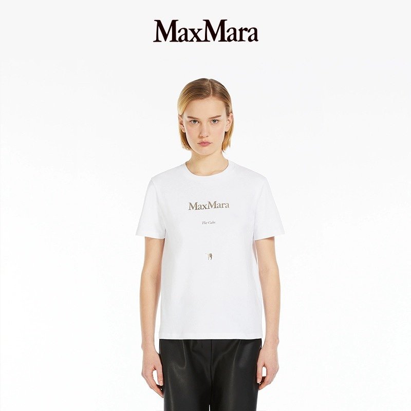 MaxMara24最新烫金T恤 极简字母超百搭 宽松版型上身显瘦 三色爆款手慢无36-SD