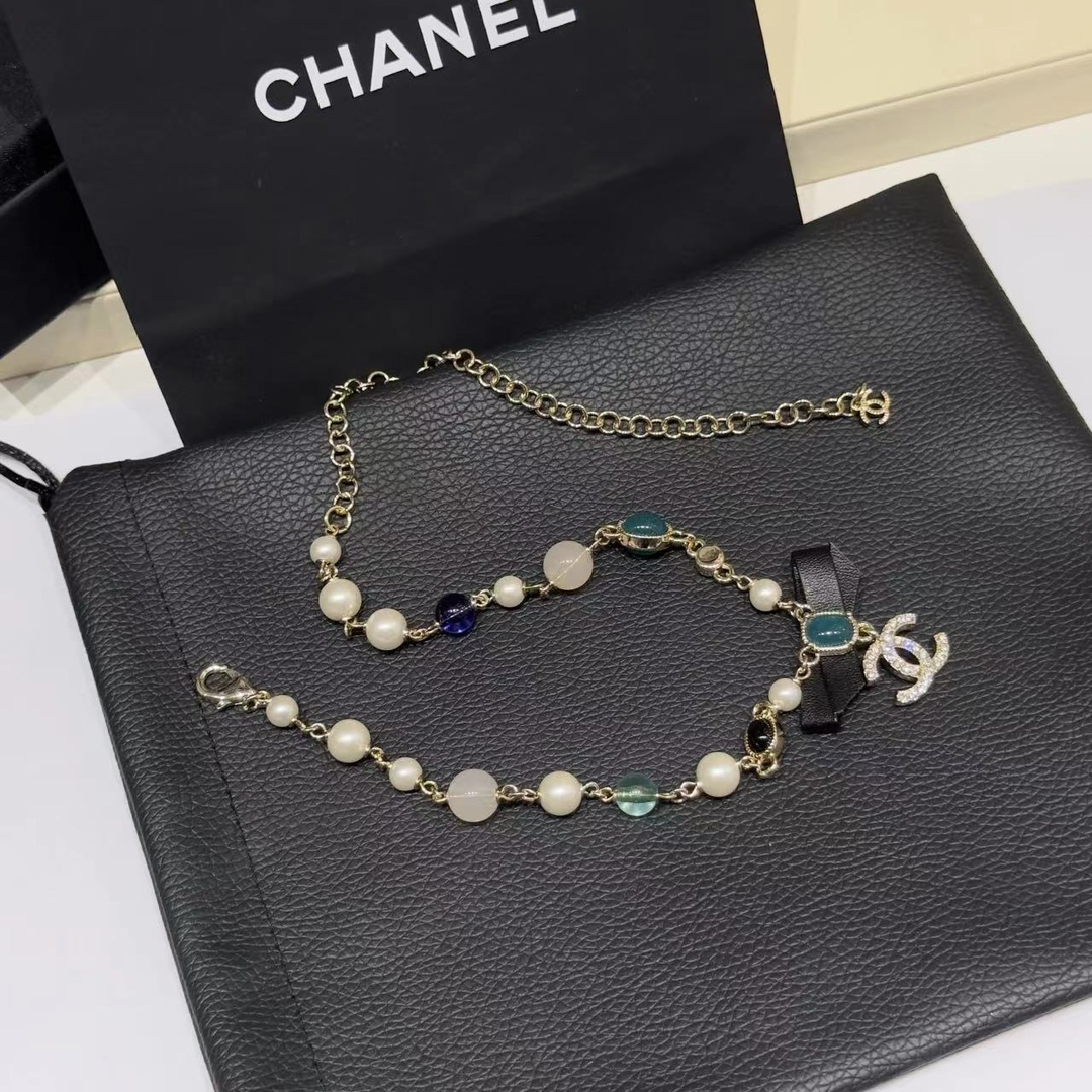 Chanel Joyas Collar Blanco Piel de oveja