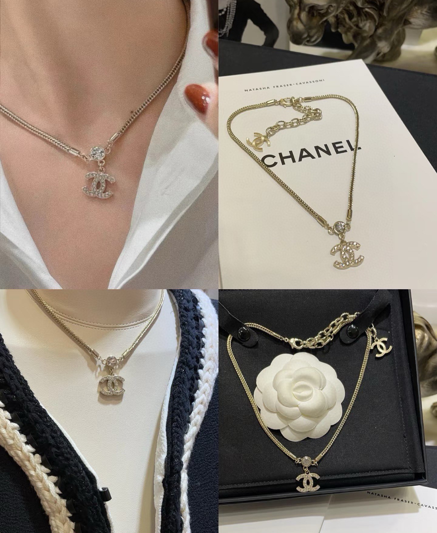 p73 Chanel--满钻双c绝美肖邦蛇骨链项链
这一季必入单品!简约大方日常款，工艺非常的精致，绝对是D调中戴着华丽丽的女神范，无法抗拒!浅金色太高级了！真心的美，巨百搭巨耐看，设计感超绝，上身气质优雅并存，戴上它你就是富家千金!