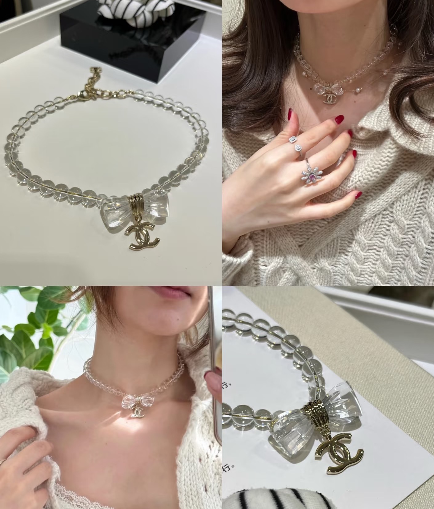  Chanel25。亚克力透明蝴蝶结项链
满满灵动感🤩🤩
甜美~佩戴率高
这一季很少女~活力俏皮!可日常