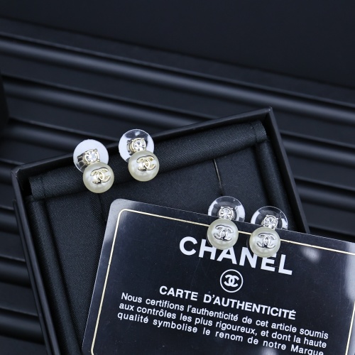Chanel Pearl Stud Earrings with Rhinestones - Iconic CC Logo, Elegant Design 1 Chanel Pearl Stud Earrings with Rhinestones - Iconic CC Logo, Elegant Design