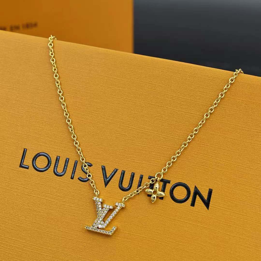 Louis Vuitton LV 新款 LADY LV满钻字母小链条项链