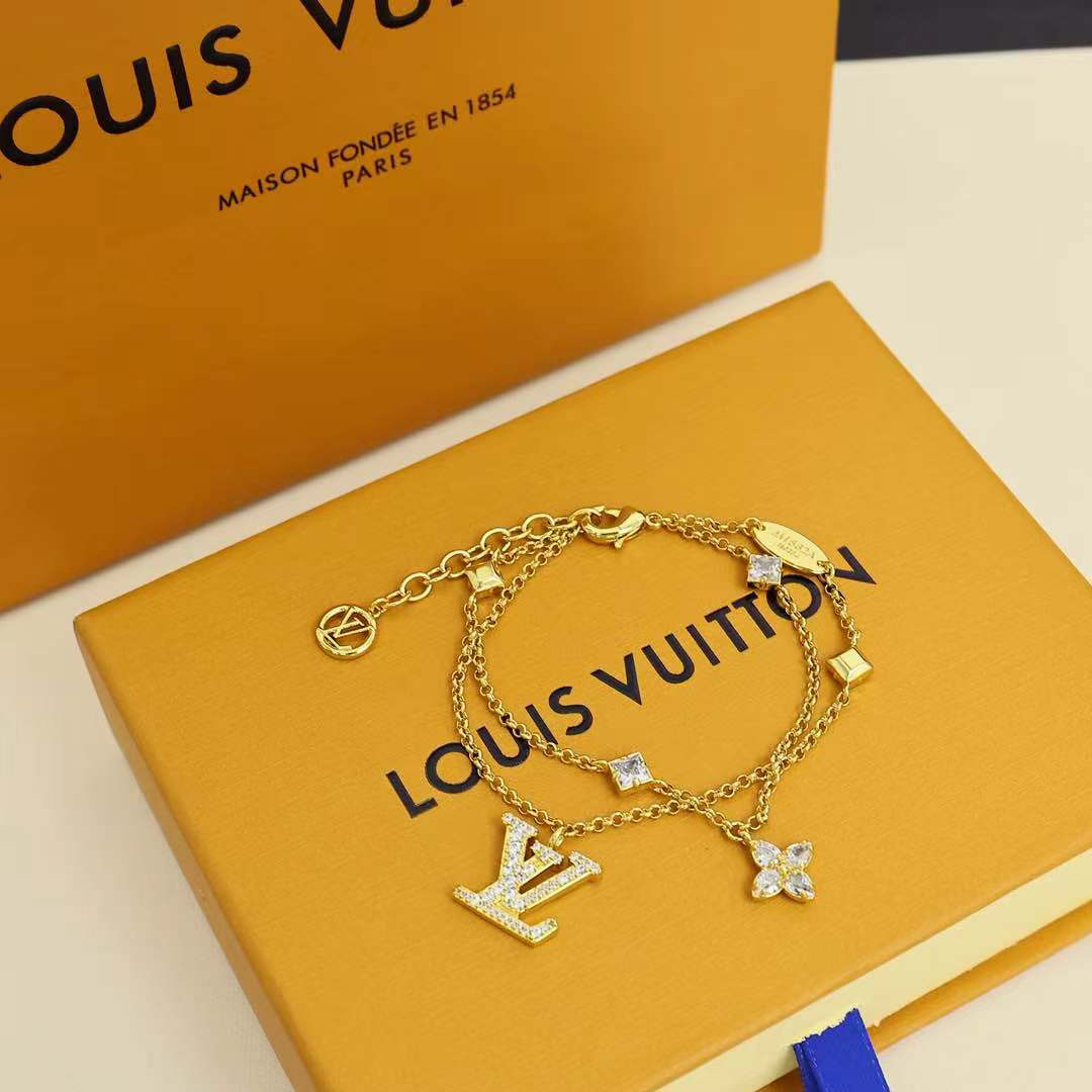 Louis Vuitton LV 新款 LADY LV满钻字母双层手链