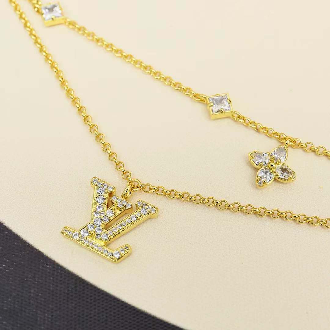 Louis Vuitton LV 新款 LADY LV满钻字母双层手链