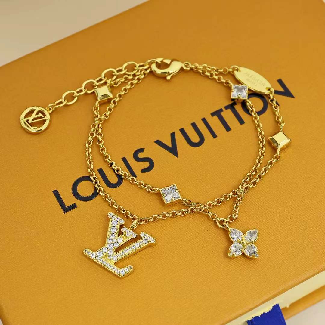 Louis Vuitton LV 新款 LADY LV满钻字母双层手链