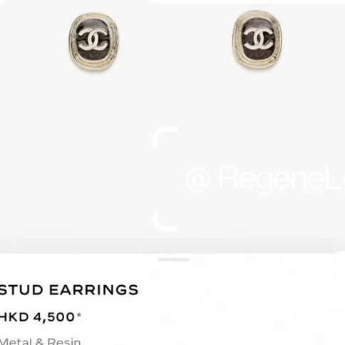 Chanel Chanel 25A黑金椭圆耳钉