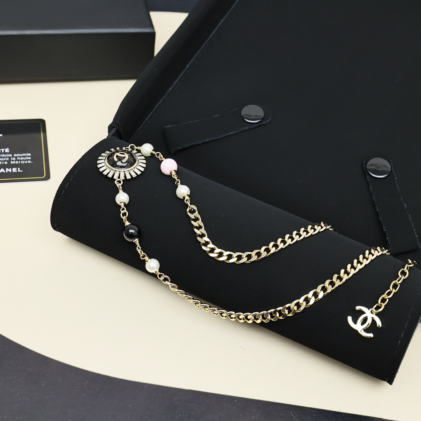 Chanel 155 25k太阳花彩珠项链