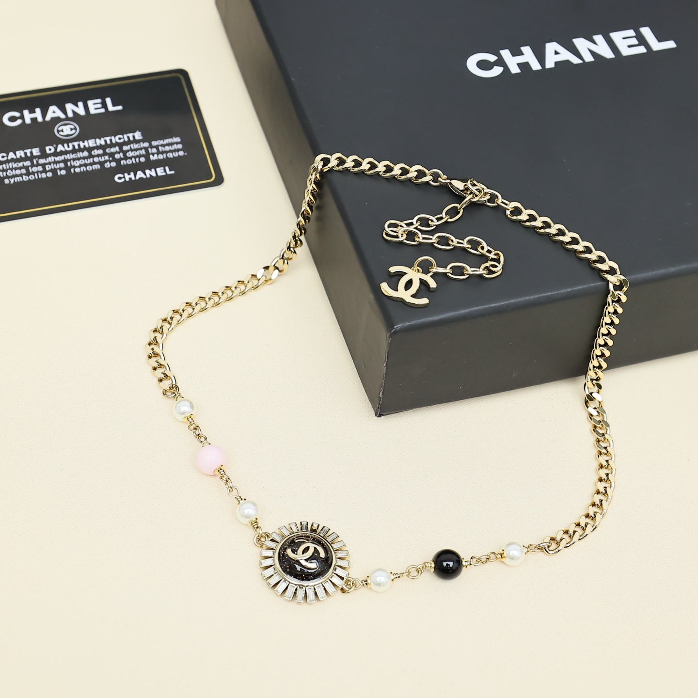 Chanel 155 25k太阳花彩珠项链