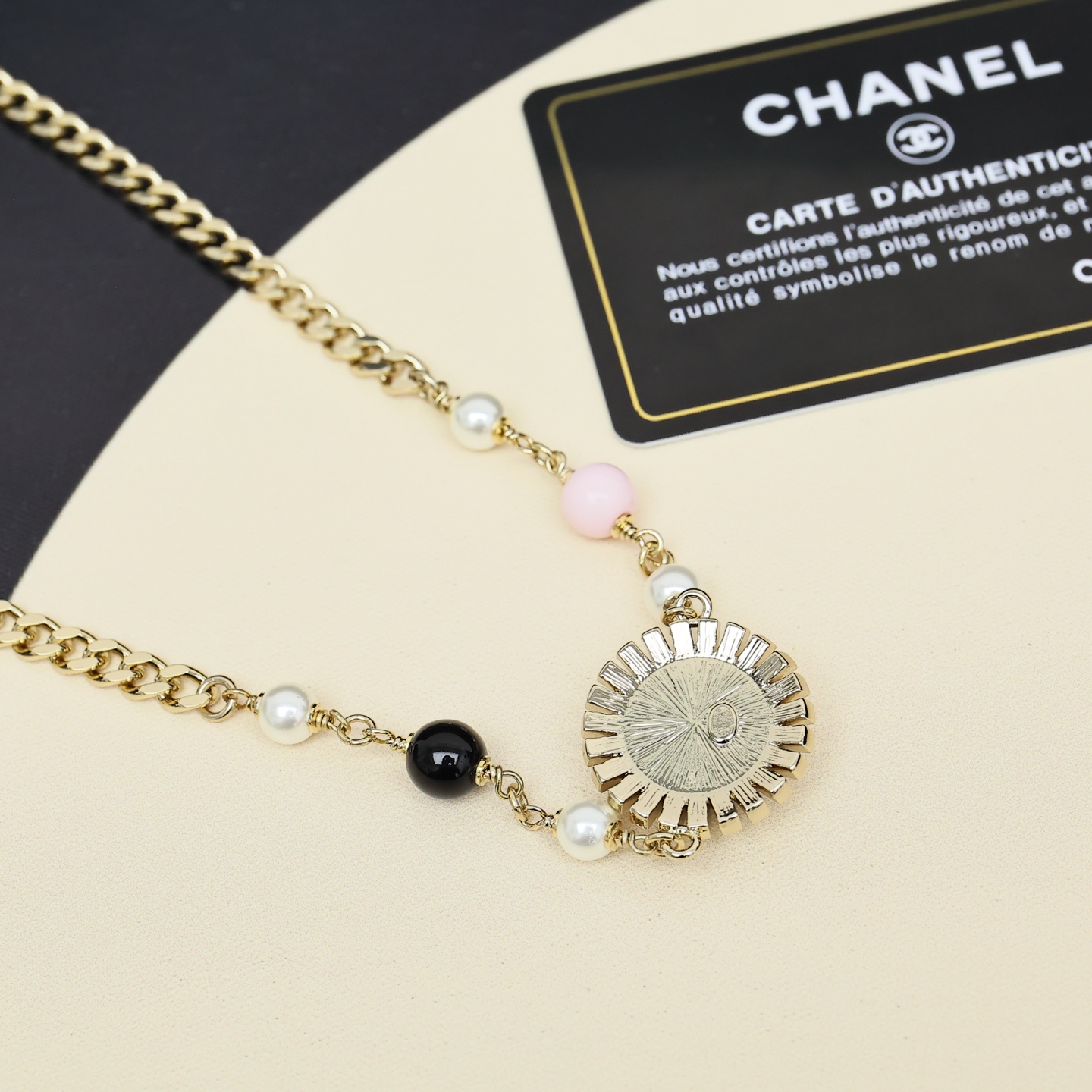 Chanel 155 25k太阳花彩珠项链
