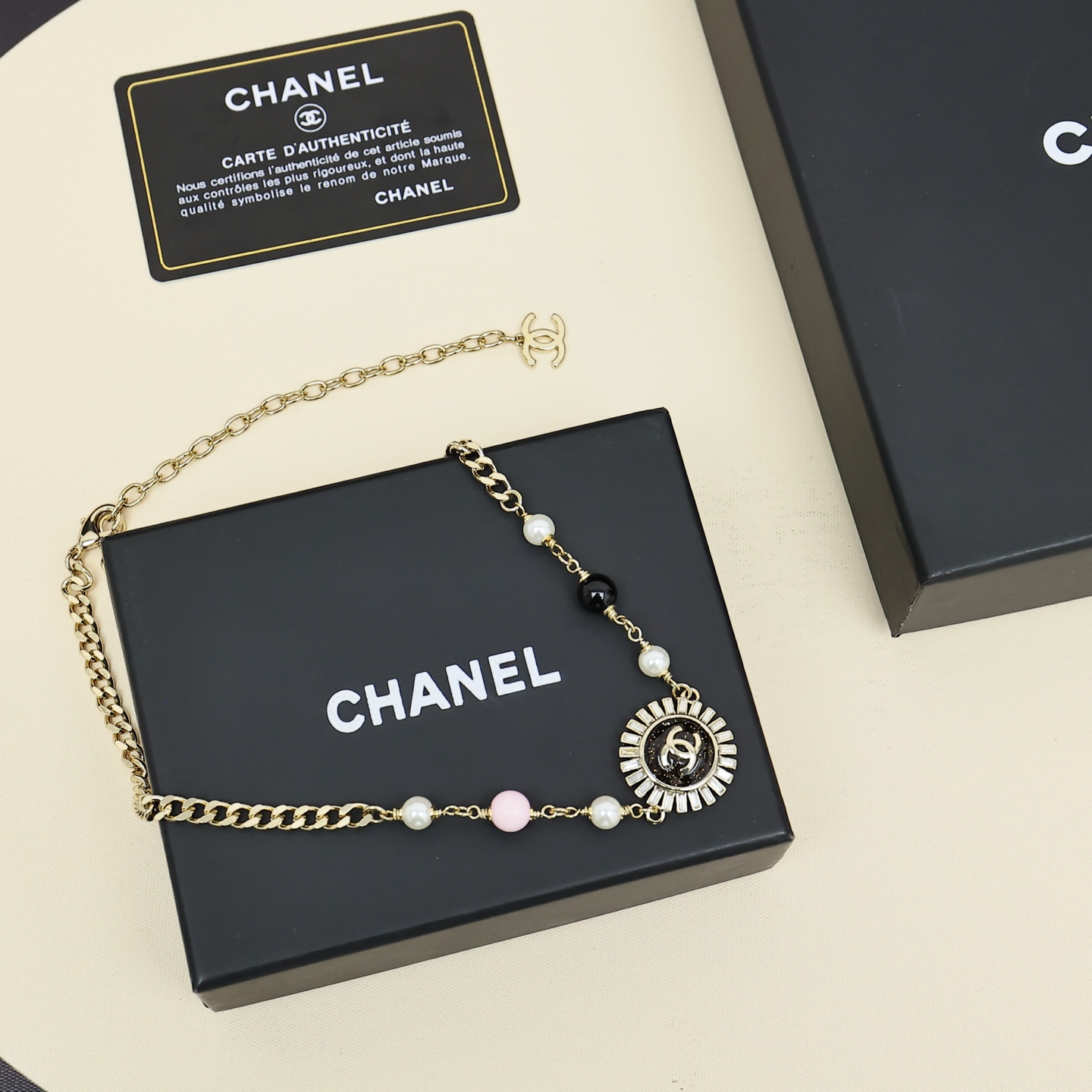 Chanel 155 25k太阳花彩珠项链