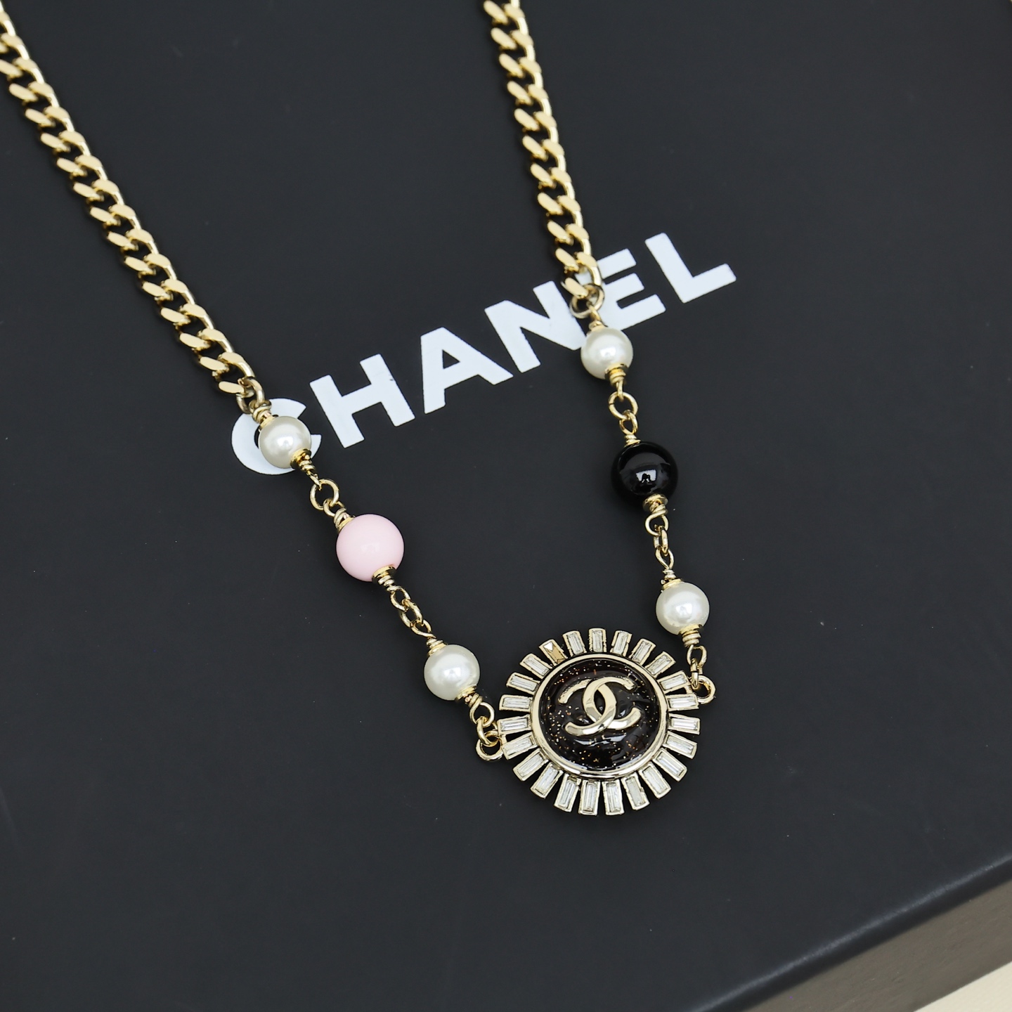 Chanel 155 25k太阳花彩珠项链