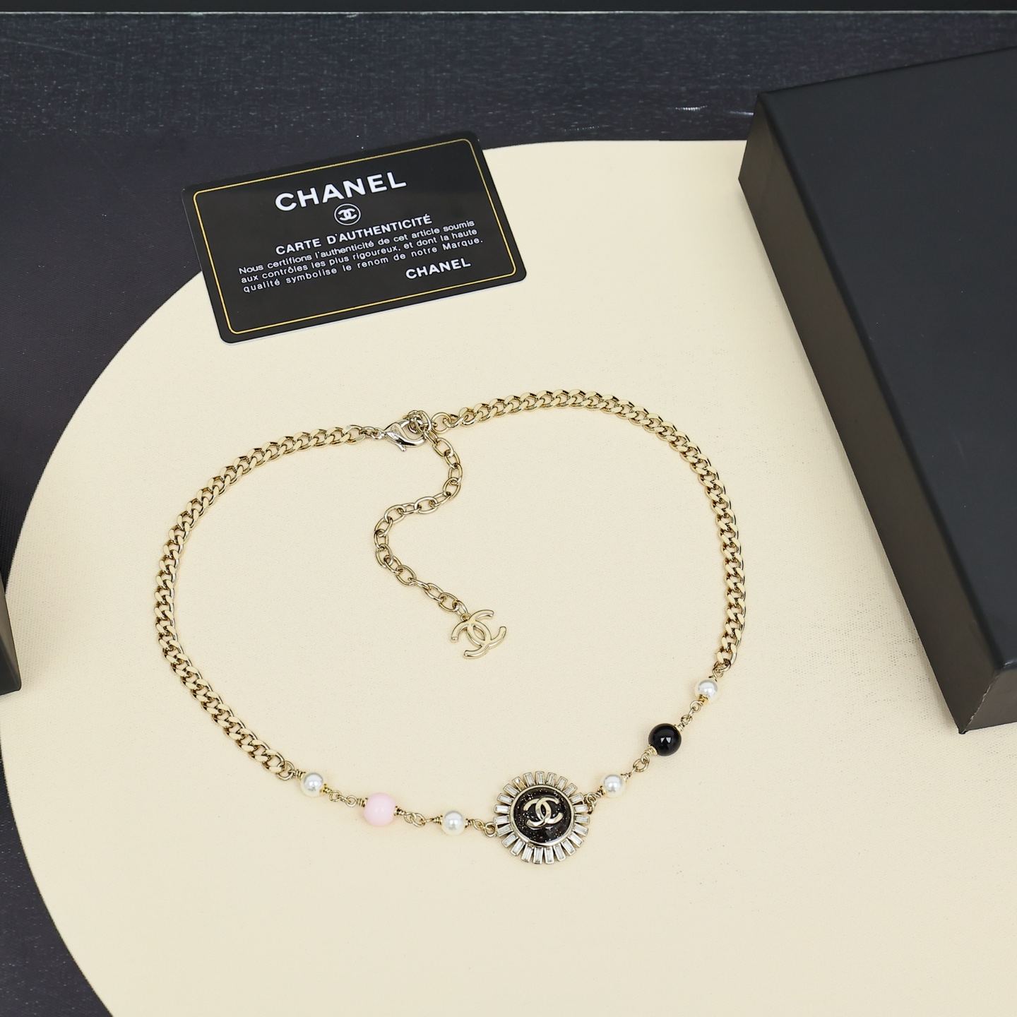 Chanel 155 25k太阳花彩珠项链