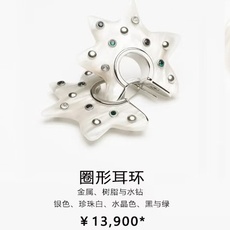 CHANEL 26S不规则星星耳环金属+树脂材质,点缀水晶,银黑主色+绿色细节,未来感满满!双C标志超有 CHANEL 26S不规则星星耳环金属+树脂材质,点缀水晶,银黑主色+绿色细节,未来感满满!双C标志超有