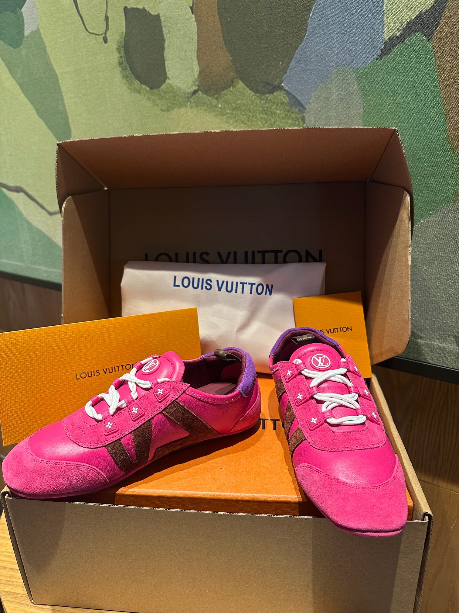 🔥新款上架🔥 Louis Vuitton 25ss lv路易威登专柜最新复古德训鞋 ，芭蕾运动鞋 ，众多网红明星纷纷开秀上脚 ，这款系带休闲运动鞋妥妥的美式复古风格 经典百搭的单品 面料：牛皮+丝光牛反绒 内里：羊皮 原版开模橡胶鞋底 码数：35-41，(女41定做)