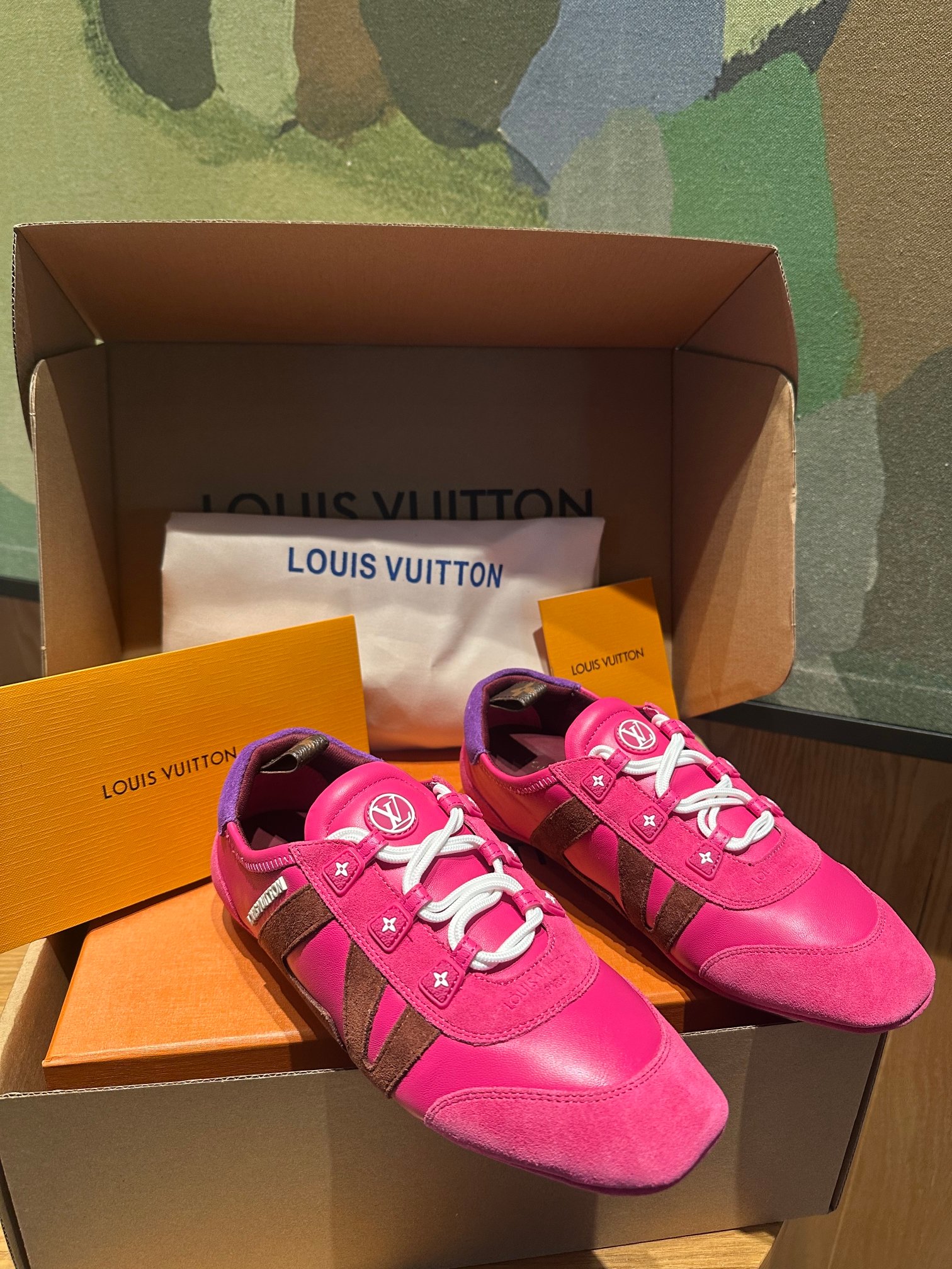 🔥新款上架🔥 Louis Vuitton 25ss lv路易威登专柜最新复古德训鞋 ，芭蕾运动鞋 ，众多网红明星纷纷开秀上脚 ，这款系带休闲运动鞋妥妥的美式复古风格 经典百搭的单品 面料：牛皮+丝光牛反绒 内里：羊皮 原版开模橡胶鞋底 码数：35-41，(女41定做)