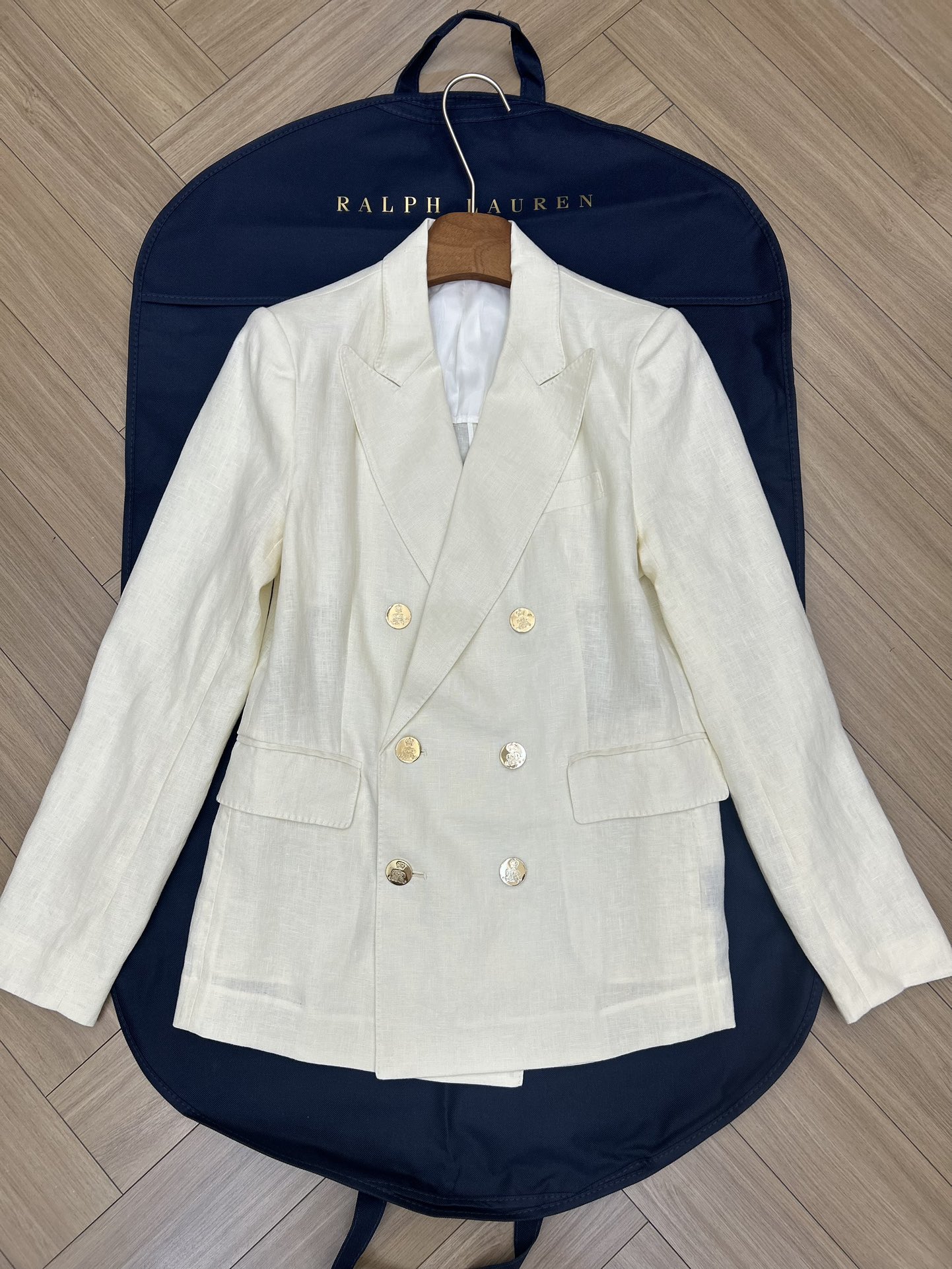 Ralph Lauren Purple Label Double-Breasted Peak Lapel Blazer - Off White