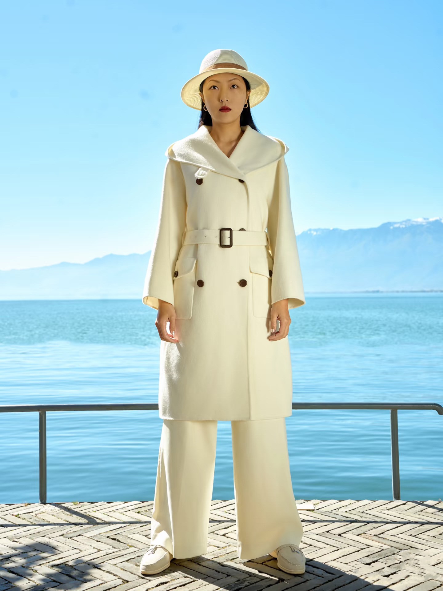 NO:501462,King L's gift series Long cashmere coat White Original custom size 36 38 40 on sale in stock, loro piano, alexander wang19860909L国王的礼物系列 长款羊绒大衣 白色 原版定制 尺码36 38 40 现货发售,,loro piana,alexander wang,Women's clothing