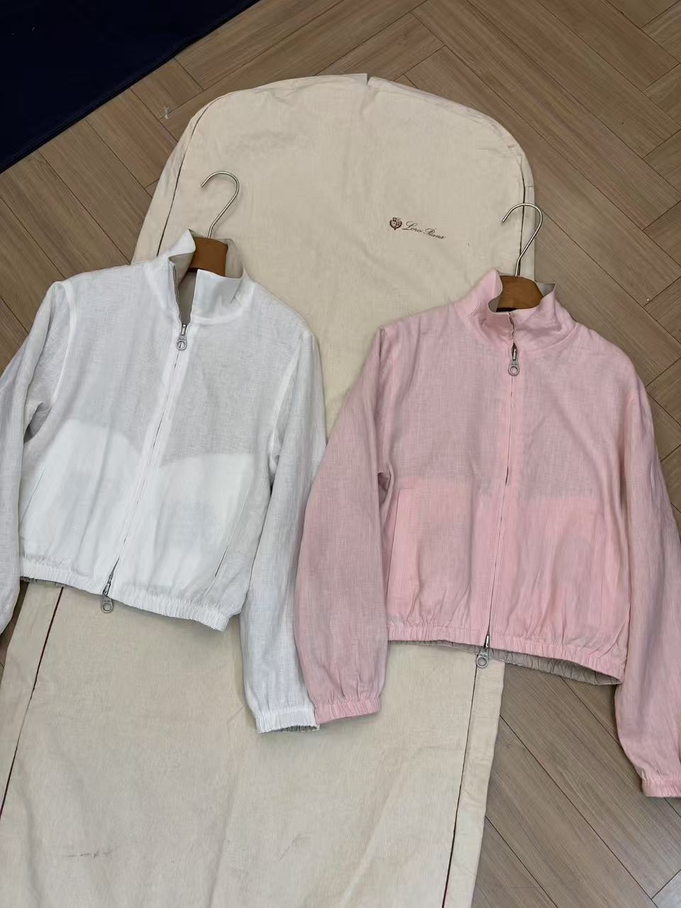 Veste LP Réversible en Lin, Coupe Originale, Rose et Blanc - Tailles 36-40