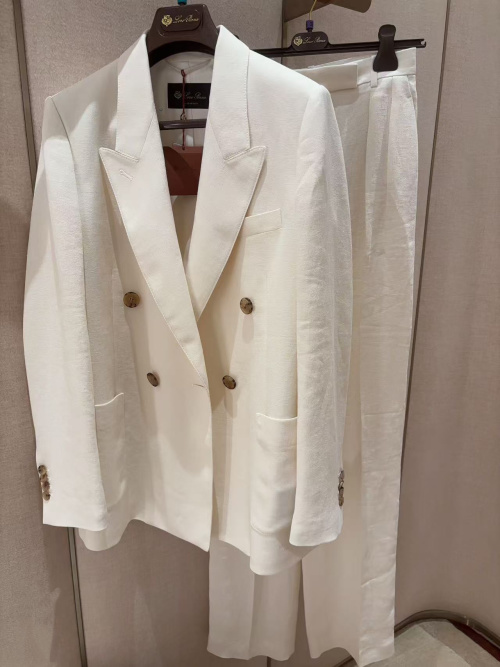 Loropiana Linen Suit Women's Double Breasted Blazer and Pants Set 1 Loropiana Linen Suit Women's Double Breasted Blazer and Pants Set
