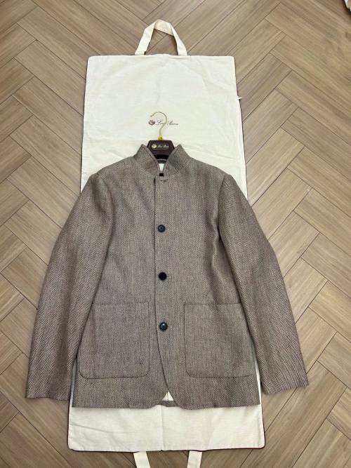 Loropiana Fall Herringbone Linen Jacket Collar Outerwear, Sizes 36-40 1 Loropiana Fall Herringbone Linen Jacket Collar Outerwear, Sizes 36-40