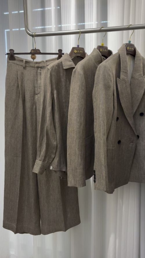 Loro Piana Women's Linen Suit Set - Blazer, Shirt & Wide Leg Trousers 1 Loro Piana Women's Linen Suit Set - Blazer, Shirt & Wide Leg Trousers