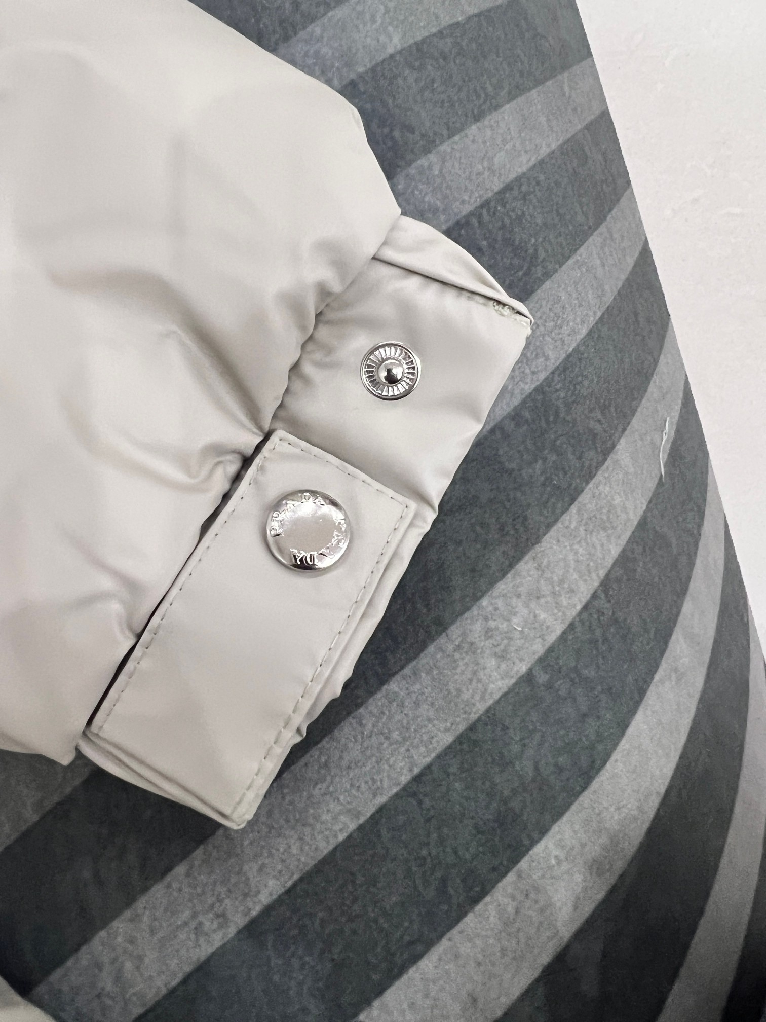 High-quality PRADA Black Vinyl Jacket with Hood, Men's Sizes 48-56, White Goose Down.-Big cat