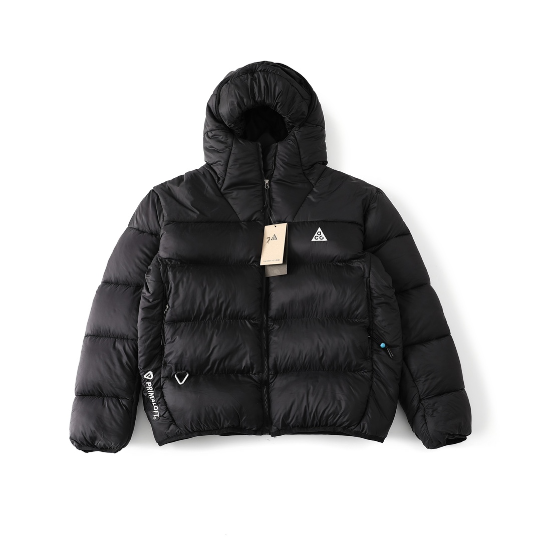 NIKE NKACG Hooded Cotton Jacket: Warm, Rainproof, Primaloft Filling, Original Design, Stylish, Black. - 图片 1