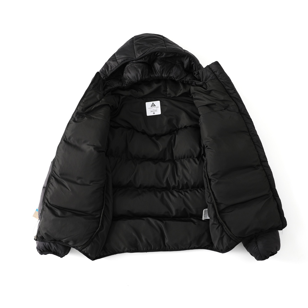NIKE NKACG Hooded Cotton Jacket: Warm, Rainproof, Primaloft Filling, Original Design, Stylish, Black. - 图片 2