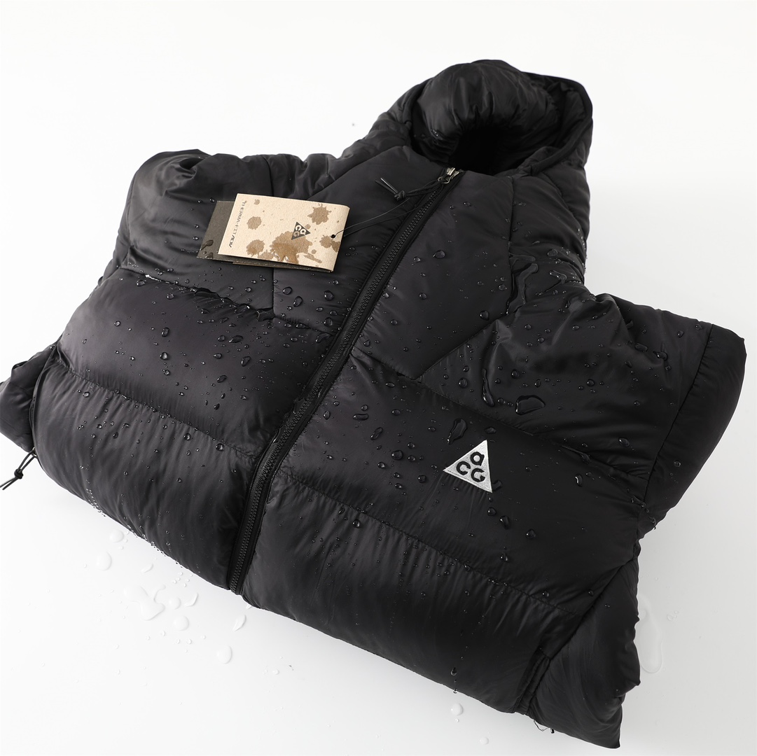 NIKE NKACG Hooded Cotton Jacket: Warm, Rainproof, Primaloft Filling, Original Design, Stylish, Black. - 图片 3