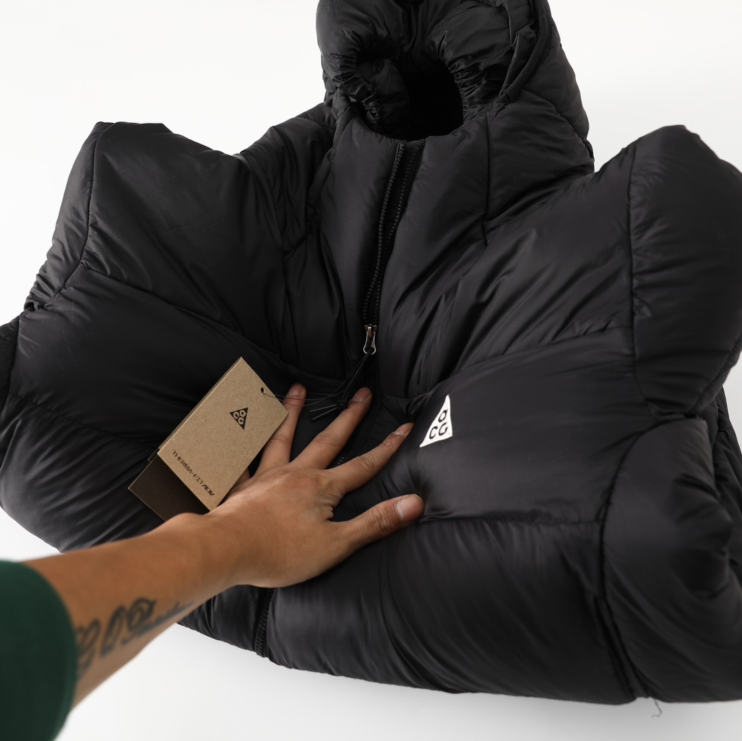 NIKE NKACG Hooded Cotton Jacket: Warm, Rainproof, Primaloft Filling, Original Design, Stylish, Black. - 图片 4