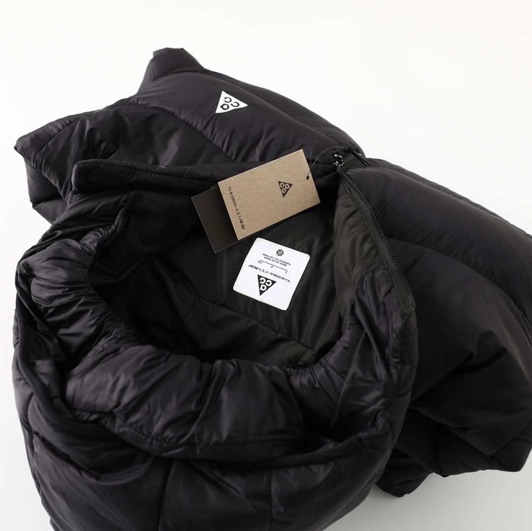 NIKE NKACG Hooded Cotton Jacket: Warm, Rainproof, Primaloft Filling, Original Design, Stylish, Black. - 图片 5