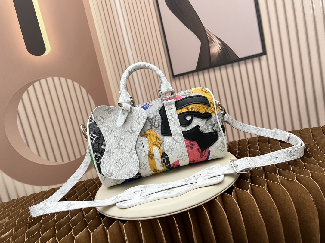Louis Vuitton LV Keepall AAAAA+
 Bags Handbags White Printing Canvas M46678